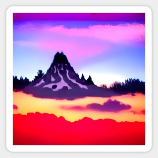 Lonely Mountain Sunset In Surrealistic Wonderland Pop art Sticker